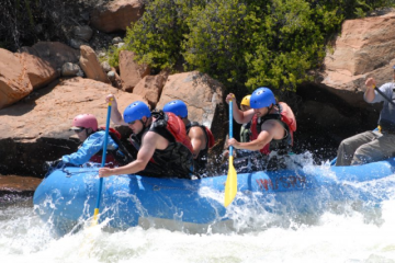 group rafting in river