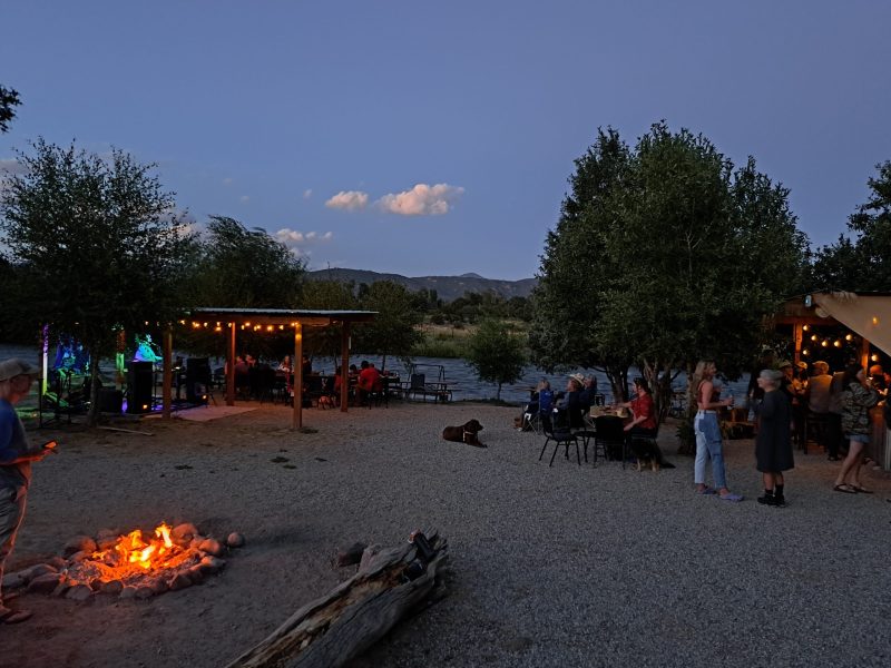 a group of people on a beach